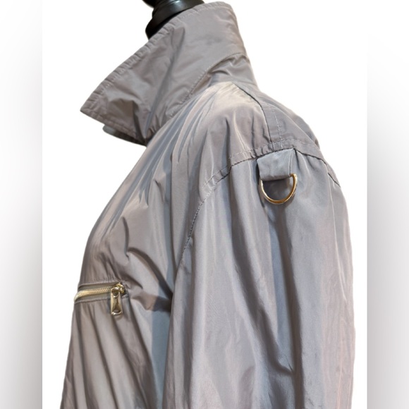 Karl Mommoo Italy Nylon Moto Jacket Gray Lightweight Biker Unisex Size  XL - Picture 10 of 16